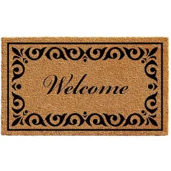 Kirklands Home Tan and Black Scroll Welcome Doormat, 72x36 in. Best