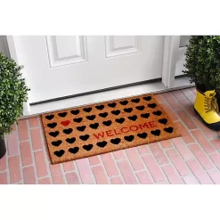 Kirklands Home Tan and Black Welcome Heart Doormat Clearance