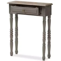 Kirklands Home Tan and Gray Ornate Ball Turned Console Table Outlet