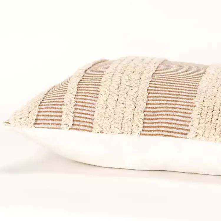 Pillows>Kirklands Home and Natural Tufted Stripes Lumbar Pillow Tan