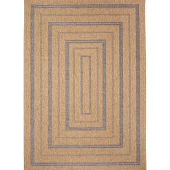 Kirklands Home Tan and Navy Framed Indoor/Outdoor Area Rug, 7x9 Online