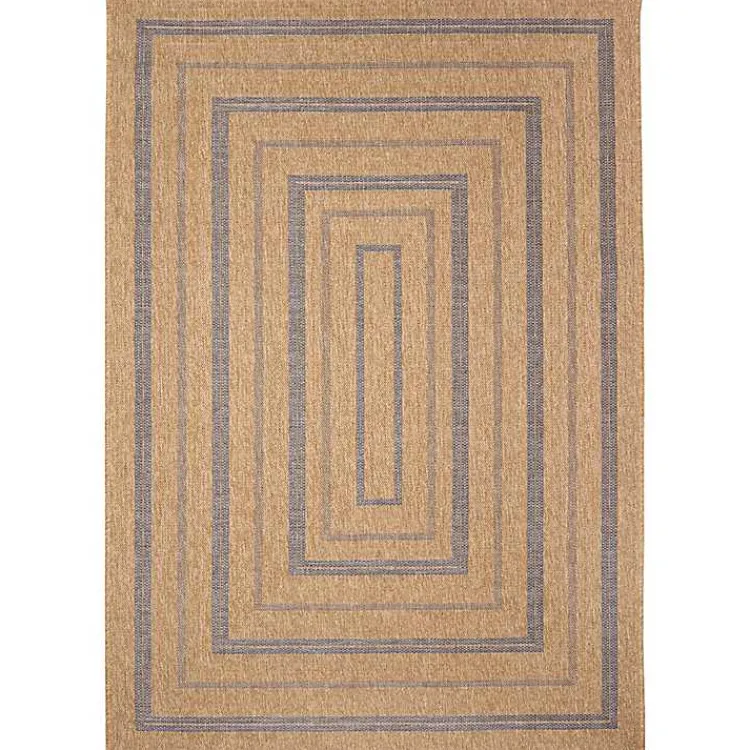 Kirklands Home Tan and Navy Framed Indoor/Outdoor Area Rug, 7x9 Online