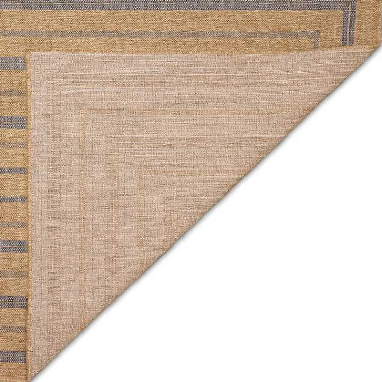 Kirklands Home Tan and Navy Framed Indoor/Outdoor Area Rug, 7x9 Online