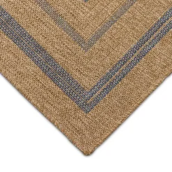 Kirklands Home Tan and Navy Framed Indoor/Outdoor Area Rug, 7x9 Online