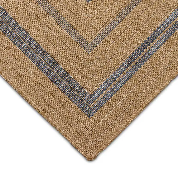 Kirklands Home Tan and Navy Framed Indoor/Outdoor Area Rug, 7x9 Online