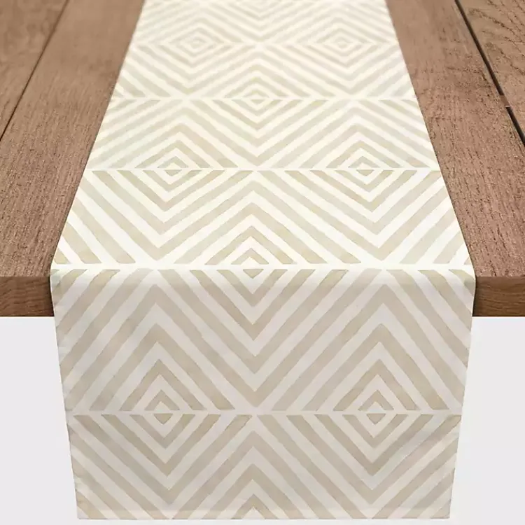 Kirklands Home Tan and White Diamond Table Runner, 90 in. Hot