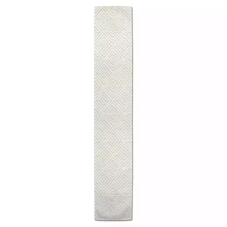 Kirklands Home Tan and White Diamond Table Runner, 90 in. Hot