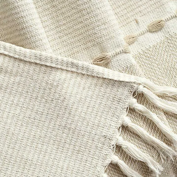 Blankets & Throws>Kirklands Home Tan and White Herringbone Stripe Throw