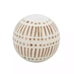 Statues & Figurines>Kirklands Home Tan and White Patterned Orbs, Set of 3
