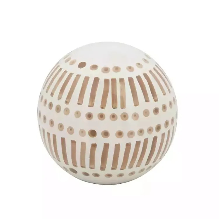 Statues & Figurines>Kirklands Home Tan and White Patterned Orbs, Set of 3