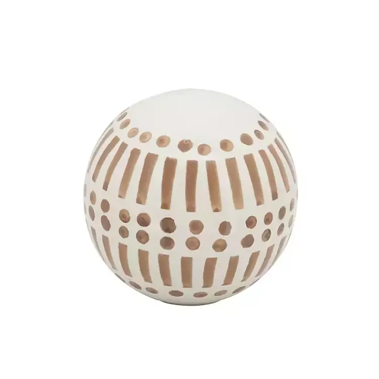 Statues & Figurines>Kirklands Home Tan and White Patterned Orbs, Set of 3