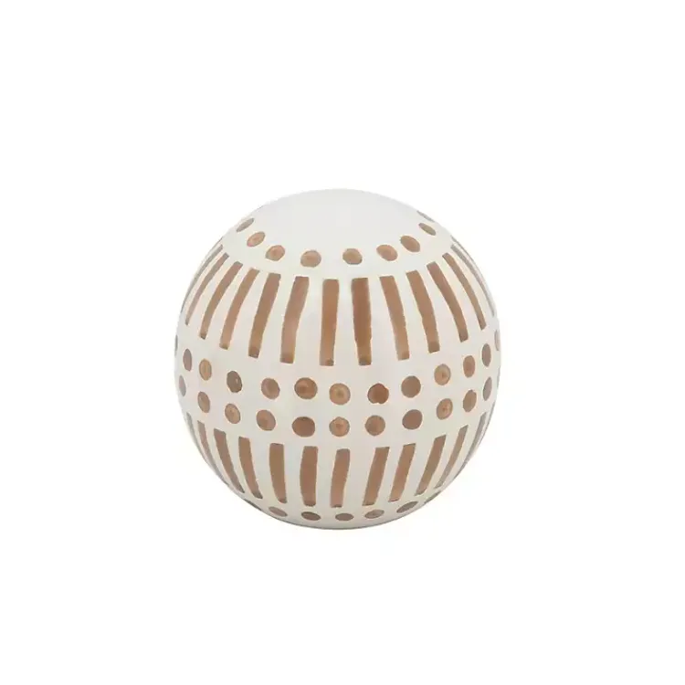 Statues & Figurines>Kirklands Home Tan and White Patterned Orbs, Set of 3