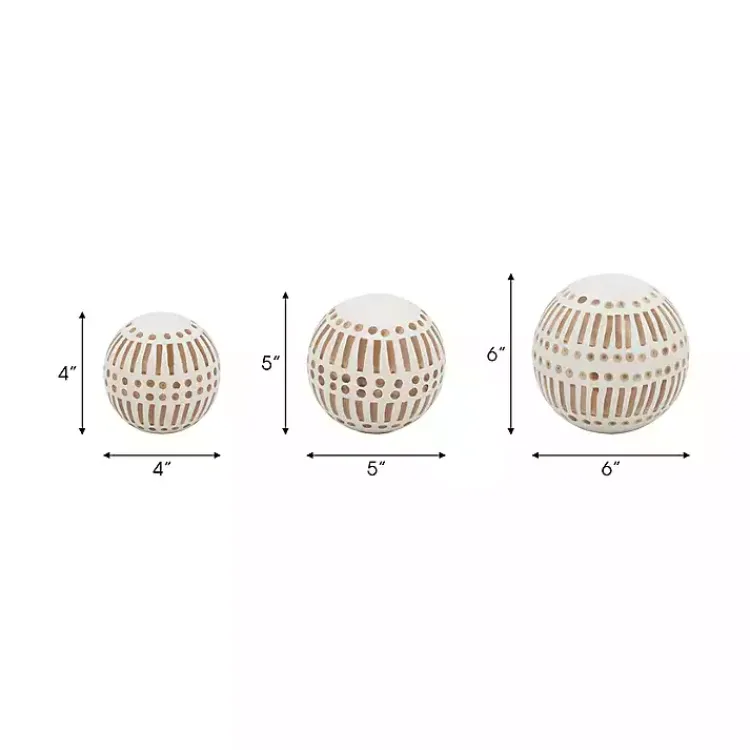 Statues & Figurines>Kirklands Home Tan and White Patterned Orbs, Set of 3