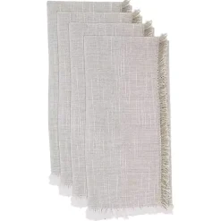 Kirklands Home Tan and White Two-Tone Fringe Napkins, Set of 4 Clearance