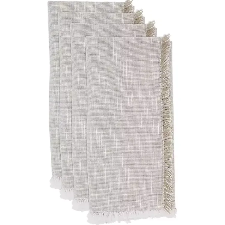 Kirklands Home Tan and White Two-Tone Fringe Napkins, Set of 4 Clearance