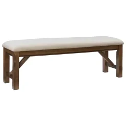 Kirklands Home Basketweave Upholstered Wood Bench Tan Discount