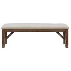 Kirklands Home Basketweave Upholstered Wood Bench Tan Discount
