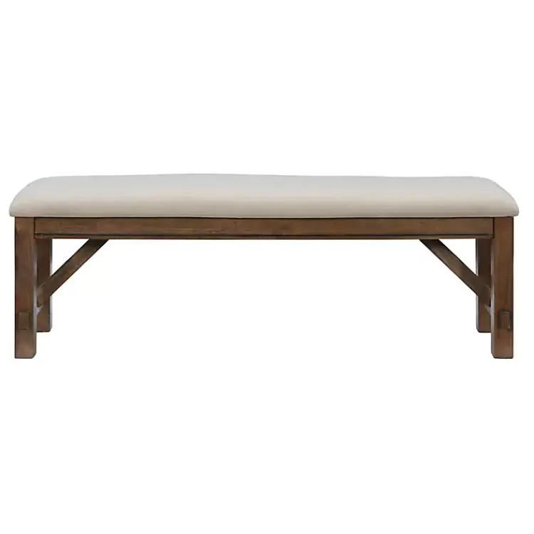 Kirklands Home Basketweave Upholstered Wood Bench Tan Discount