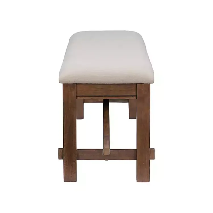 Kirklands Home Basketweave Upholstered Wood Bench Tan Discount
