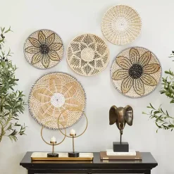 Kirklands Home Tan Bohemian Seagrass 5-pc. Wall Plaque Set Hot