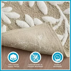 Kirklands Home Tan Botanical Cotton Bath Mat, 34 in. Best
