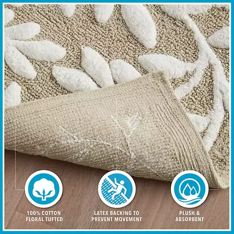 Kirklands Home Tan Botanical Cotton Bath Mat, 34 in. Best