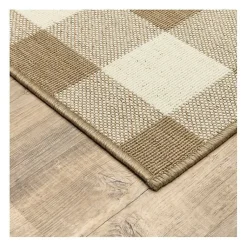 Kirklands Home Buffalo Check Outdoor Area Rug, 5x7 Tan Clearance