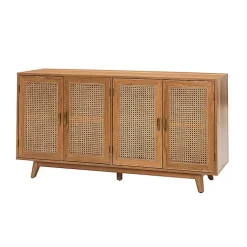 Kirklands Home Cane Wood Storage Media Cabinet Tan Sale