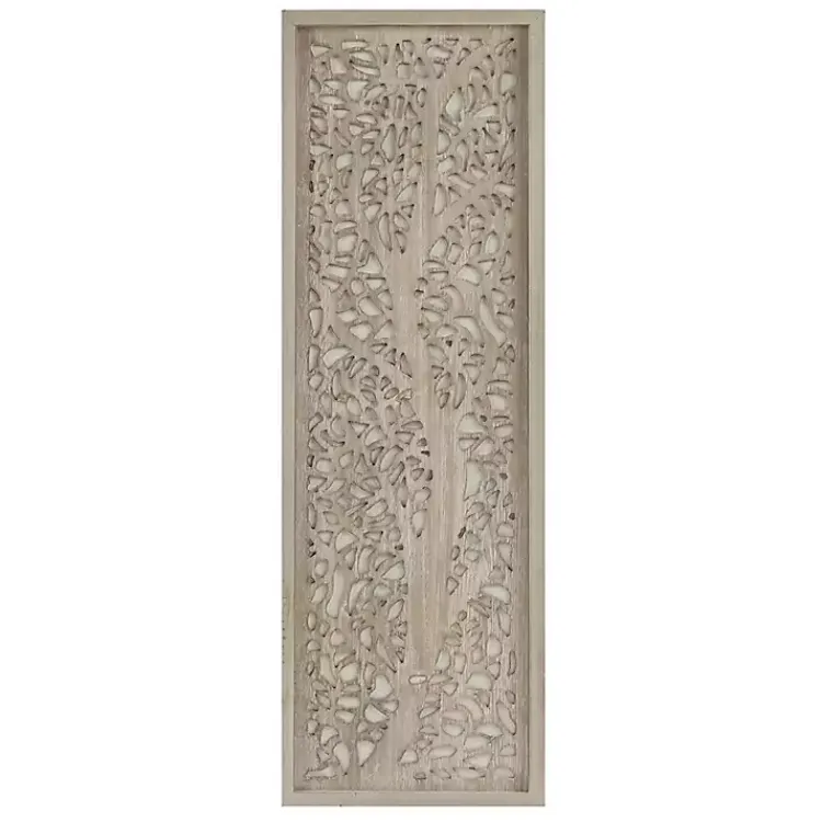 Kirklands Home Carved Wood Laurel Branches Panel Wall Plaque Tan Best
