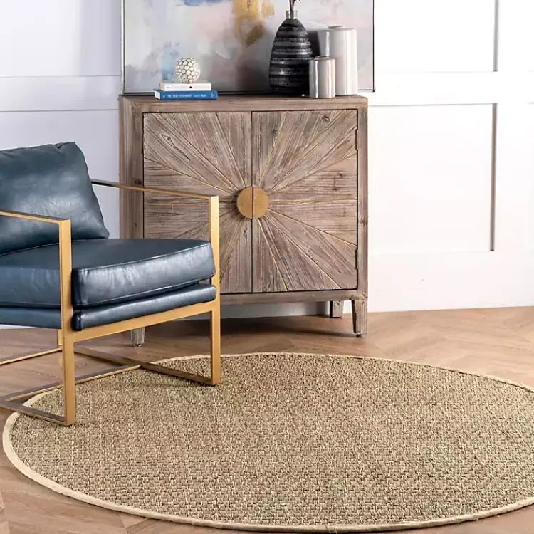 Kirklands Home Checker Weave Seagrass Area Rug, 5x8 Tan New