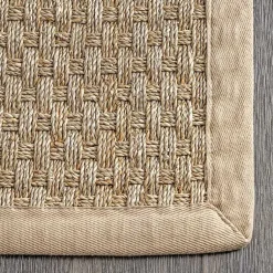 Kirklands Home Checker Weave Seagrass Area Rug, 5x8 Tan New