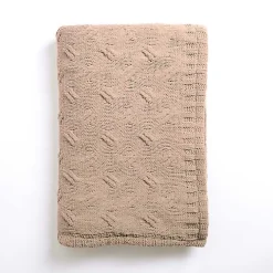 Blankets & Throws>Kirklands Home Chenille Cable Knit Throw Tan