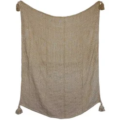 Blankets & Throws>Kirklands Home Corner Tassel Throw Blanket Tan