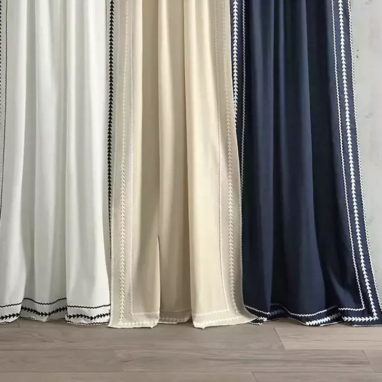 Kirklands Home Embroidered Ric Rac Curtain Panel, 84 in. Tan Clearance