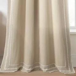 Kirklands Home Embroidered Ric Rac Curtain Panel, 84 in. Tan Clearance