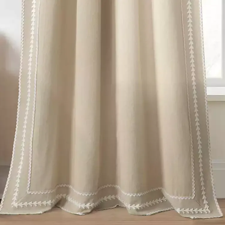 Kirklands Home Embroidered Ric Rac Curtain Panel, 84 in. Tan Clearance