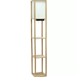 Kirklands Home Etagere Shelf Charging Floor Lamp Tan