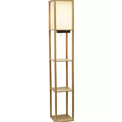 Kirklands Home Etagere Shelf Charging Floor Lamp Tan