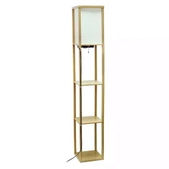 Kirklands Home Etagere Shelf Charging Floor Lamp Tan
