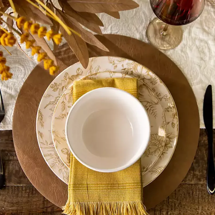 Kirklands Home Faux Leather Round Placemats, Set of 4 Tan Best