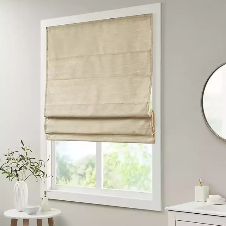 Kirklands Home Faux Silk Room Darkening Roman Shade, 33 in. Tan New