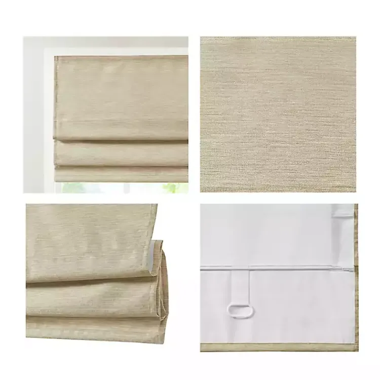 Kirklands Home Faux Silk Room Darkening Roman Shade, 33 in. Tan New
