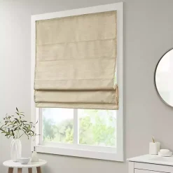 Kirklands Home Faux Silk Room Darkening Roman Shade, 35 in. Tan Outlet