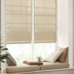 Kirklands Home Faux Silk Room Darkening Roman Shade, 35 in. Tan Outlet
