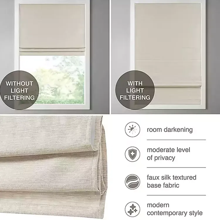 Kirklands Home Faux Silk Room Darkening Roman Shade, 35 in. Tan Outlet