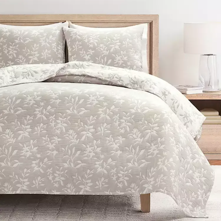 Kirklands Home Tan Floral Reversible 3-pc. King Quilt Set Discount