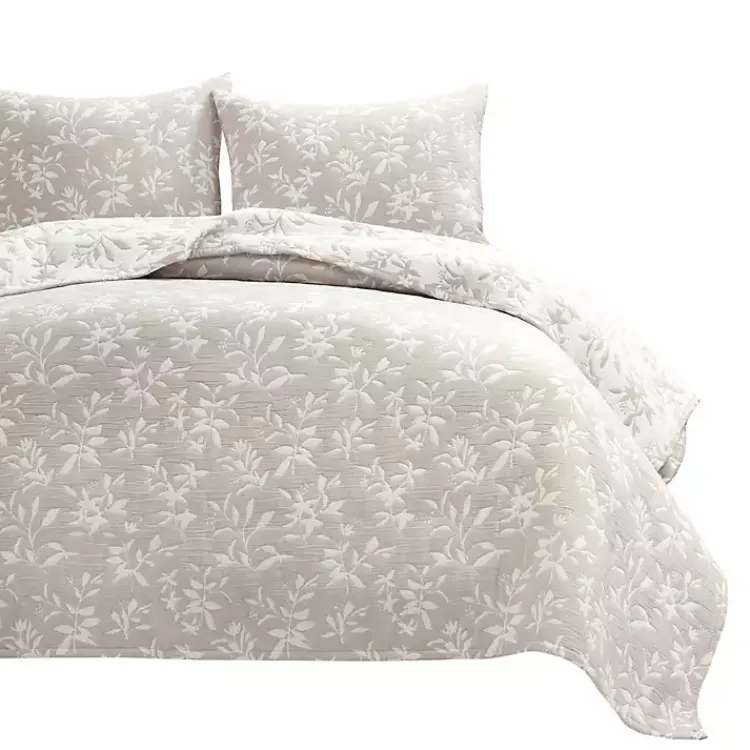 Kirklands Home Tan Floral Reversible 3-pc. King Quilt Set Discount