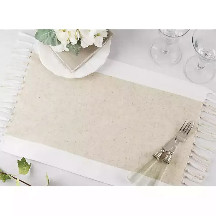 Kirklands Home Tan Fringed Two Tone 4-pc. Placemat Set Clearance