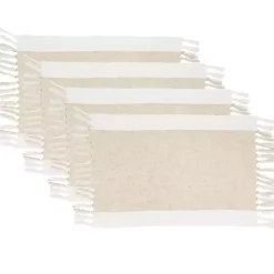 Kirklands Home Tan Fringed Two Tone 4-pc. Placemat Set Clearance