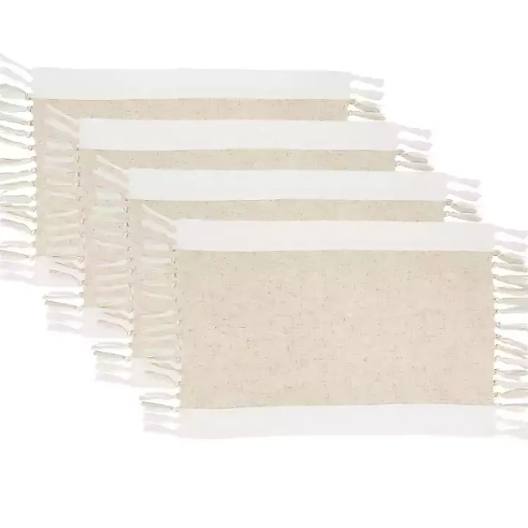 Kirklands Home Tan Fringed Two Tone 4-pc. Placemat Set Clearance
